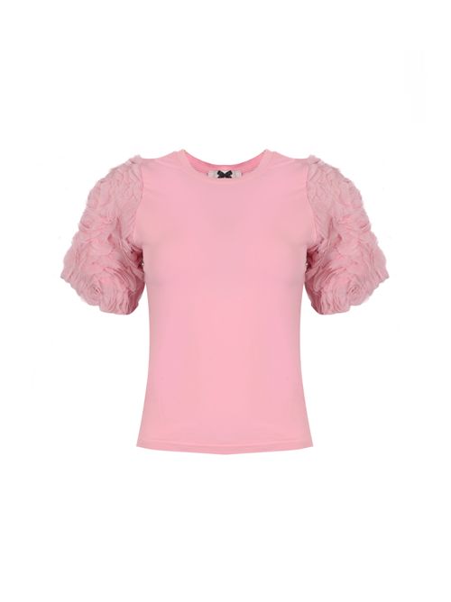 T-shirt in cotone con maniche rose Rosa NO SECRETS | 261NS277ROSA